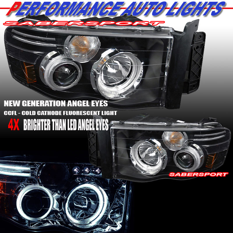 DODGE RAM 02-05 PROJECTOR H.L G2 HALO BLACK CHROME AMBER (CCFL)