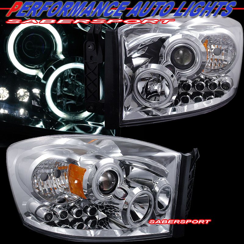 DODGE RAM 06-07 PROJECTOR H.L HALO CHROME CLEAR AMBER(CCFL)