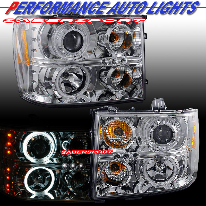 GMC SIERRA 07-08 PROJECTOR H.L HALO CHROME CLEAR AMBER(CCFL)