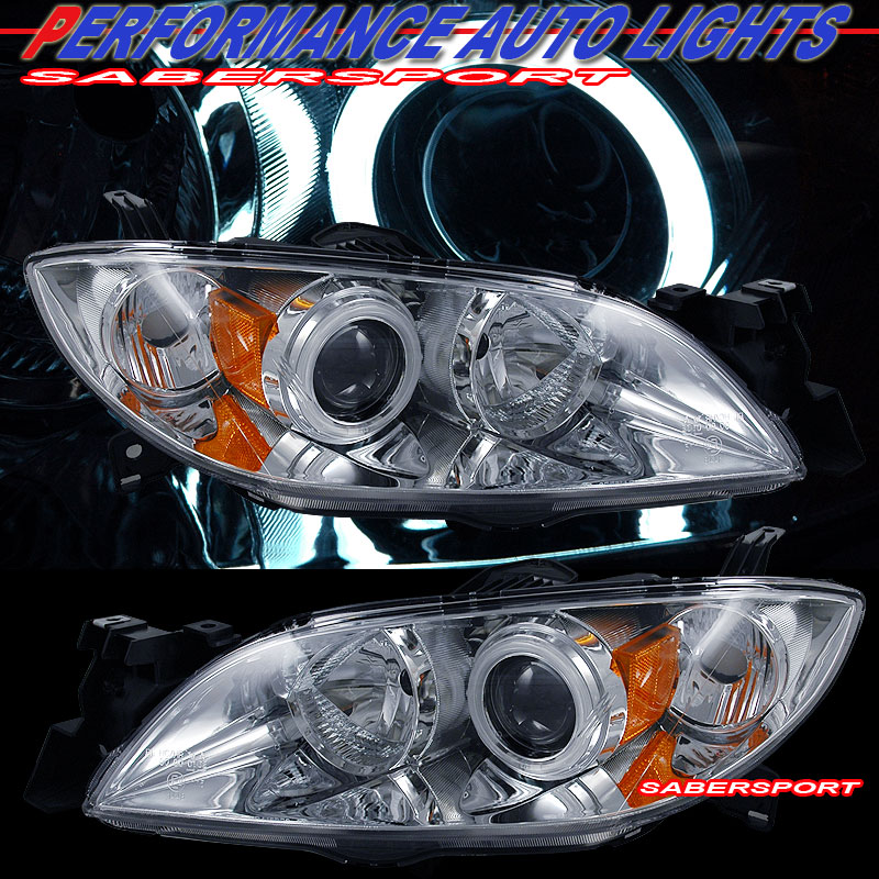 MAZDA 3 04-07 4DR PROJECTOR H.L HALO CHROME CLEAR AMBER(CCFL)